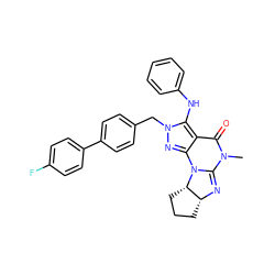 CN1C(=O)c2c(nn(Cc3ccc(-c4ccc(F)cc4)cc3)c2Nc2ccccc2)N2C1=N[C@@H]1CCC[C@@H]12 ZINC000142839885