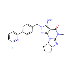 CN1C(=O)c2c(nn(Cc3ccc(-c4cccc(F)n4)cc3)c2N)N2C1=N[C@@H]1CCC[C@@H]12 ZINC000653701736