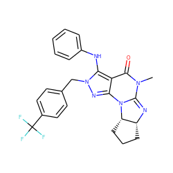 CN1C(=O)c2c(nn(Cc3ccc(C(F)(F)F)cc3)c2Nc2ccccc2)N2C1=N[C@@H]1CCC[C@@H]12 ZINC000136031938