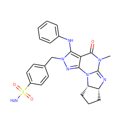 CN1C(=O)c2c(nn(Cc3ccc(S(N)(=O)=O)cc3)c2Nc2ccccc2)N2C1=N[C@@H]1CCC[C@@H]12 ZINC000653694203