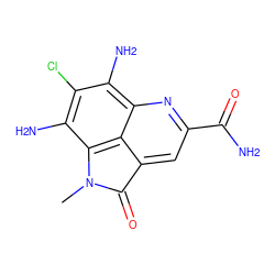 CN1C(=O)c2cc(C(N)=O)nc3c(N)c(Cl)c(N)c1c23 ZINC000082151302