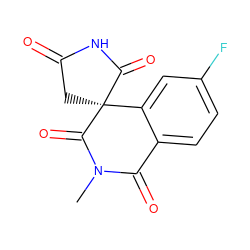 CN1C(=O)c2ccc(F)cc2[C@@]2(CC(=O)NC2=O)C1=O ZINC000013805855