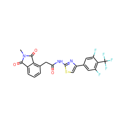 CN1C(=O)c2cccc(CC(=O)Nc3nc(-c4cc(F)c(C(F)(F)F)c(F)c4)cs3)c2C1=O ZINC000049054791