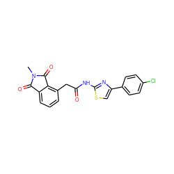 CN1C(=O)c2cccc(CC(=O)Nc3nc(-c4ccc(Cl)cc4)cs3)c2C1=O ZINC000049049190