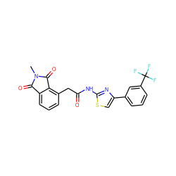 CN1C(=O)c2cccc(CC(=O)Nc3nc(-c4cccc(C(F)(F)F)c4)cs3)c2C1=O ZINC000049036457