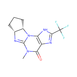 CN1C(=O)c2nc(C(F)(F)F)[nH]c2N2C1=N[C@@H]1CCC[C@@H]12 ZINC000013763700