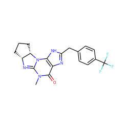 CN1C(=O)c2nc(Cc3ccc(C(F)(F)F)cc3)[nH]c2N2C1=N[C@@H]1CCC[C@@H]12 ZINC000066251152