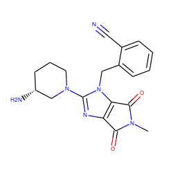 CN1C(=O)c2nc(N3CCC[C@@H](N)C3)n(Cc3ccccc3C#N)c2C1=O ZINC000014953861