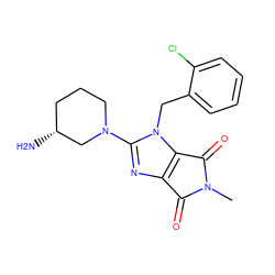 CN1C(=O)c2nc(N3CCC[C@@H](N)C3)n(Cc3ccccc3Cl)c2C1=O ZINC000014953878