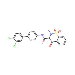 CN1C(C(=O)Nc2ccc(-c3ccc(Cl)c(Cl)c3)cc2)C(=O)c2ccccc2S1(=O)=O ZINC000049035759