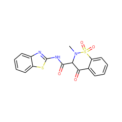 CN1C(C(=O)Nc2nc3ccccc3s2)C(=O)c2ccccc2S1(=O)=O ZINC000028229992