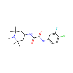 CN1C(C)(C)CC(NC(=O)C(=O)Nc2ccc(Cl)c(F)c2)CC1(C)C ZINC000052913585