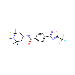 CN1C(C)(C)CC(NC(=O)c2ccc(-c3noc(C(F)(F)F)n3)cc2)CC1(C)C ZINC000143403907