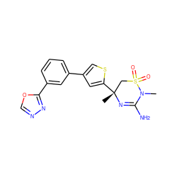 CN1C(N)=N[C@](C)(c2cc(-c3cccc(-c4nnco4)c3)cs2)CS1(=O)=O ZINC000219675377