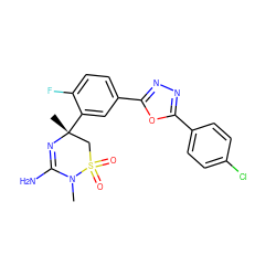 CN1C(N)=N[C@](C)(c2cc(-c3nnc(-c4ccc(Cl)cc4)o3)ccc2F)CS1(=O)=O ZINC000209007443