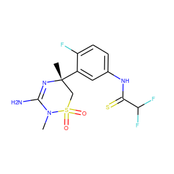 CN1C(N)=N[C@](C)(c2cc(NC(=S)C(F)F)ccc2F)CS1(=O)=O ZINC000209483893