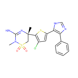 CN1C(N)=N[C@](C)(c2sc(-c3[nH]cnc3-c3ccccc3)cc2Cl)CS1(=O)=O ZINC000208980984