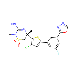 CN1C(N)=N[C@](C)(c2sc(-c3cc(F)cc(-c4nnco4)c3)cc2Cl)CS1(=O)=O ZINC000219680603