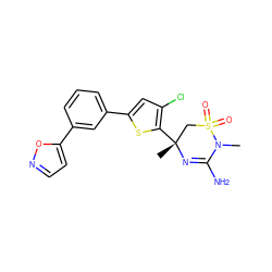 CN1C(N)=N[C@](C)(c2sc(-c3cccc(-c4ccno4)c3)cc2Cl)CS1(=O)=O ZINC000219668380