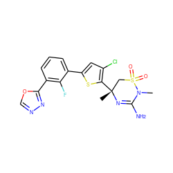 CN1C(N)=N[C@](C)(c2sc(-c3cccc(-c4nnco4)c3F)cc2Cl)CS1(=O)=O ZINC000219686769