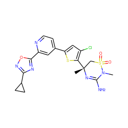 CN1C(N)=N[C@](C)(c2sc(-c3ccnc(-c4nc(C5CC5)no4)c3)cc2Cl)CS1(=O)=O ZINC000219700621