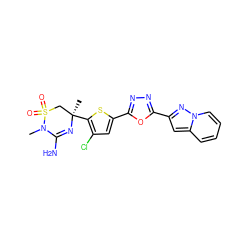 CN1C(N)=N[C@](C)(c2sc(-c3nnc(-c4cc5ccccn5n4)o3)cc2Cl)CS1(=O)=O ZINC000209015016