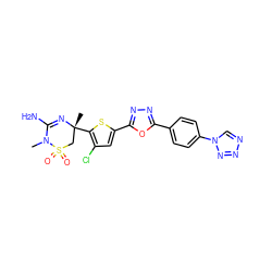 CN1C(N)=N[C@](C)(c2sc(-c3nnc(-c4ccc(-n5cnnn5)cc4)o3)cc2Cl)CS1(=O)=O ZINC000208956821