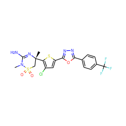 CN1C(N)=N[C@](C)(c2sc(-c3nnc(-c4ccc(C(F)(F)F)cc4)o3)cc2Cl)CS1(=O)=O ZINC000209000030