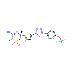 CN1C(N)=N[C@](C)(c2sc(-c3nnc(-c4ccc(OC(F)(F)F)cc4)o3)cc2Cl)CS1(=O)=O ZINC000208963936