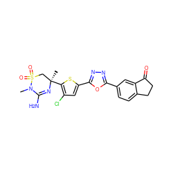 CN1C(N)=N[C@](C)(c2sc(-c3nnc(-c4ccc5c(c4)C(=O)CC5)o3)cc2Cl)CS1(=O)=O ZINC000208956971