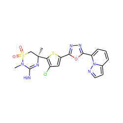 CN1C(N)=N[C@](C)(c2sc(-c3nnc(-c4cccc5ccnn45)o3)cc2Cl)CS1(=O)=O ZINC000209015213