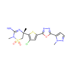 CN1C(N)=N[C@](C)(c2sc(-c3nnc(-c4ccnn4C)o3)cc2Cl)CS1(=O)=O ZINC000209029397