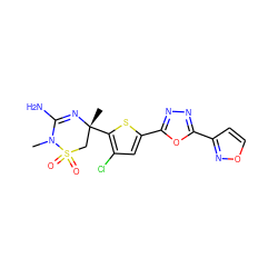 CN1C(N)=N[C@](C)(c2sc(-c3nnc(-c4ccon4)o3)cc2Cl)CS1(=O)=O ZINC000209029257