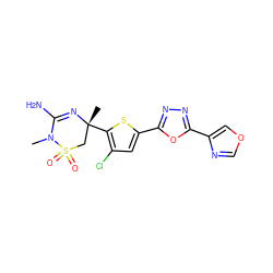 CN1C(N)=N[C@](C)(c2sc(-c3nnc(-c4cocn4)o3)cc2Cl)CS1(=O)=O ZINC000209029168