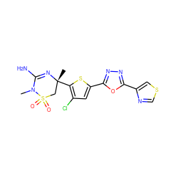 CN1C(N)=N[C@](C)(c2sc(-c3nnc(-c4cscn4)o3)cc2Cl)CS1(=O)=O ZINC000209022019