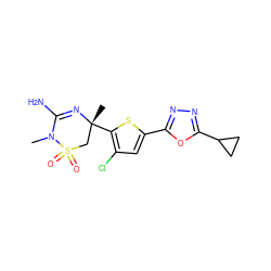 CN1C(N)=N[C@](C)(c2sc(-c3nnc(C4CC4)o3)cc2Cl)CS1(=O)=O ZINC000209035913