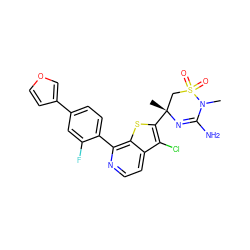 CN1C(N)=N[C@](C)(c2sc3c(-c4ccc(-c5ccoc5)cc4F)nccc3c2Cl)CS1(=O)=O ZINC000219654732