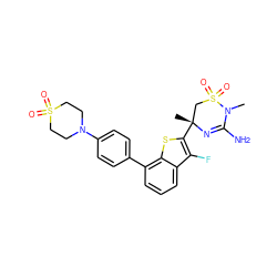 CN1C(N)=N[C@](C)(c2sc3c(-c4ccc(N5CCS(=O)(=O)CC5)cc4)cccc3c2F)CS1(=O)=O ZINC000219641024