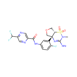 CN1C(N)=N[C@]2(c3cc(NC(=O)c4cnc(C(F)F)cn4)ccc3F)COC[C@@H]2S1(=O)=O ZINC000205399721