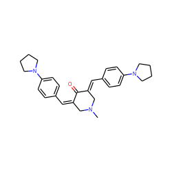 CN1C/C(=C/c2ccc(N3CCCC3)cc2)C(=O)/C(=C/c2ccc(N3CCCC3)cc2)C1 ZINC000169353203