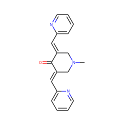 CN1C/C(=C\c2ccccn2)C(=O)/C(=C/c2ccccn2)C1 ZINC000033340364