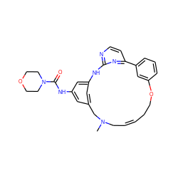 CN1C/C=C/CCOc2cccc(c2)-c2ccnc(n2)Nc2cc(cc(NC(=O)N3CCOCC3)c2)C1 ZINC000073198078