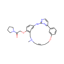 CN1C/C=C/CCOc2cccc(c2)-c2ccnc(n2)Nc2ccc(OCC(=O)N3CCCC3)c(c2)C1 ZINC000073198756