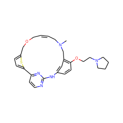 CN1C/C=C/COCc2ccc(s2)-c2ccnc(n2)Nc2ccc(OCCN3CCCC3)c(c2)C1 ZINC000084710259