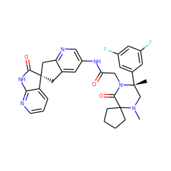 CN1C[C@@](C)(c2cc(F)cc(F)c2)N(CC(=O)Nc2cnc3c(c2)C[C@@]2(C3)C(=O)Nc3ncccc32)C(=O)C12CCCC2 ZINC000096284519