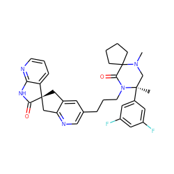 CN1C[C@@](C)(c2cc(F)cc(F)c2)N(CCCc2cnc3c(c2)C[C@@]2(C3)C(=O)Nc3ncccc32)C(=O)C12CCCC2 ZINC000096284517