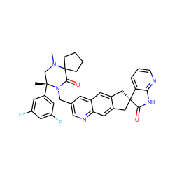 CN1C[C@@](C)(c2cc(F)cc(F)c2)N(Cc2cnc3cc4c(cc3c2)C[C@@]2(C4)C(=O)Nc3ncccc32)C(=O)C12CCCC2 ZINC000068199012