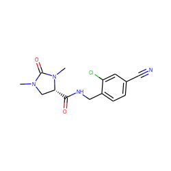 CN1C[C@@H](C(=O)NCc2ccc(C#N)cc2Cl)N(C)C1=O ZINC000095565097