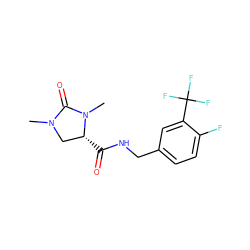 CN1C[C@@H](C(=O)NCc2ccc(F)c(C(F)(F)F)c2)N(C)C1=O ZINC000095566090