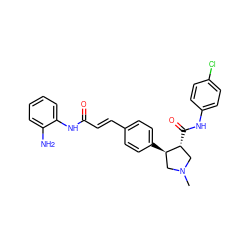 CN1C[C@@H](C(=O)Nc2ccc(Cl)cc2)[C@H](c2ccc(/C=C/C(=O)Nc3ccccc3N)cc2)C1 ZINC000095579813